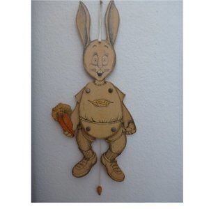 Vintage Jumping Jack Rabbit Pull Toy Art